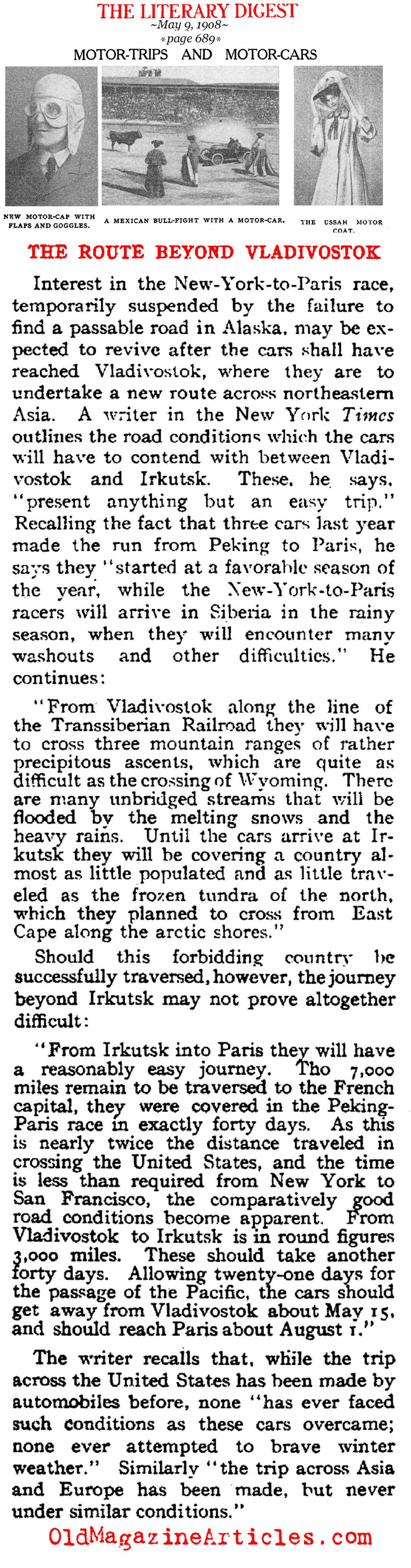 The 1908 New York  - Paris Race: Bumpy Ride (Literary Digest, 1908) 